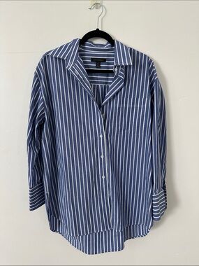 Blue Striped Button-Down Women's Shirt